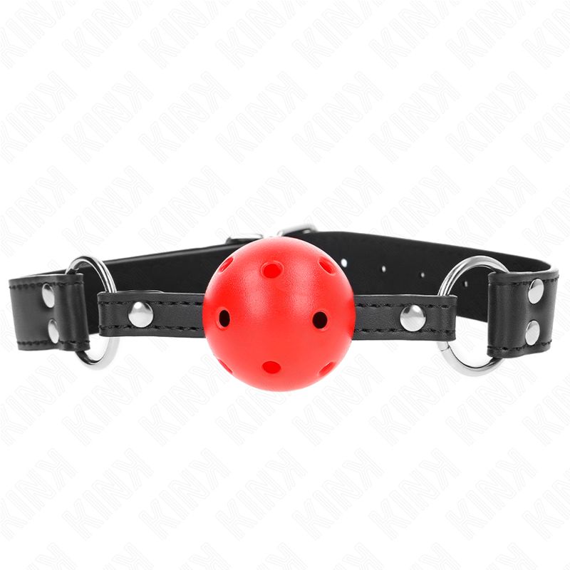 KINK - BAVAGLIO SFERA TRASPIRANTE 4 CM CON DOPPIO RIVETTO IN CUOIO 62,5 x 2,5 CM REGOLABILE 42-58 CM KINK COLLAR &amp; GAG