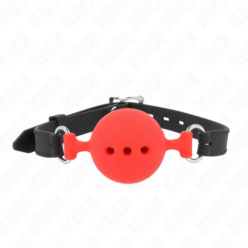 KINK - BAVAGLIO IN SILICONE INTERO 55 x 2 CM CON SFERA DA 5 CM MISURA L ROSSO REGOLABILE 35-51 CM KINK COLLAR &amp; GAG