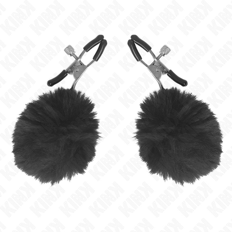 KINK - MORSETTO PER CAPEZZOLI CON SFERA IN ECOPELLICCIA NERA 6 CM KINK NIPPLE GRIP