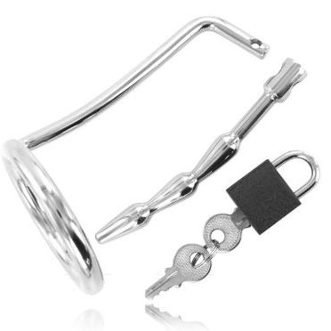 METAL HARD - ANELLO PER TESTICOLI CON TAPPO DI CASTIT URETRALE METAL HARD