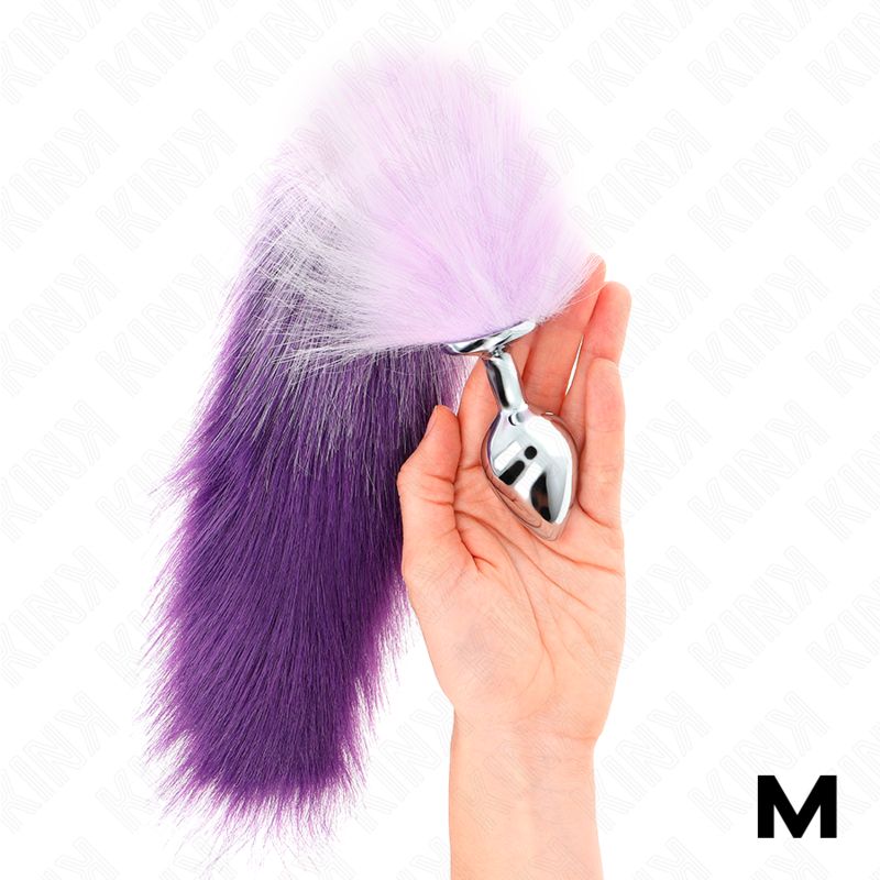 KINK - PLUG ANALE MISURA M 8 X 3,5 CM CON CODA SINTETICA 40 CM VIOLA KINK PLEASURE PLUGS