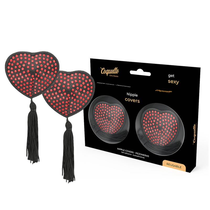 COQUETTE CHIC DESIRE - COPRI CAPEZZOLI CUORE NERO / ROSSO COQUETTE ACCESSORIES