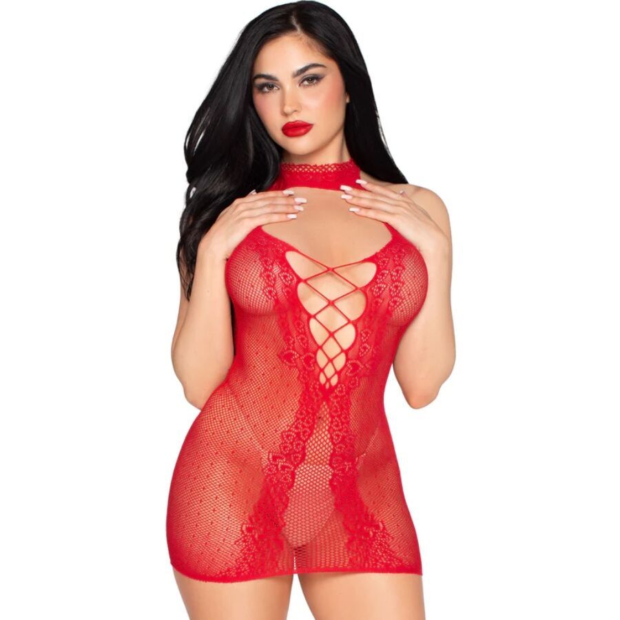 LEG AVENUE - 81675 MINI ABITO CON SCOLLO A V ROSSO - TAGLIA UNICA LEG AVENUE DRESSES