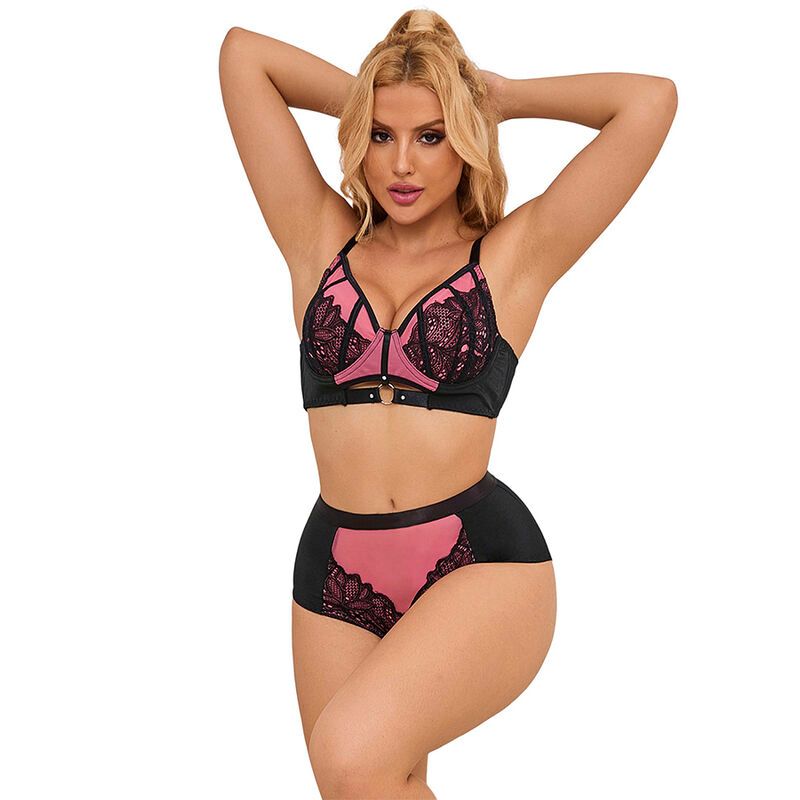SUBBLIME - 955571 SET REGGISENO IN VERNICE ROSA CON CERNIERA E REGGISENO A RETINO S/M SUBBLIME SETS