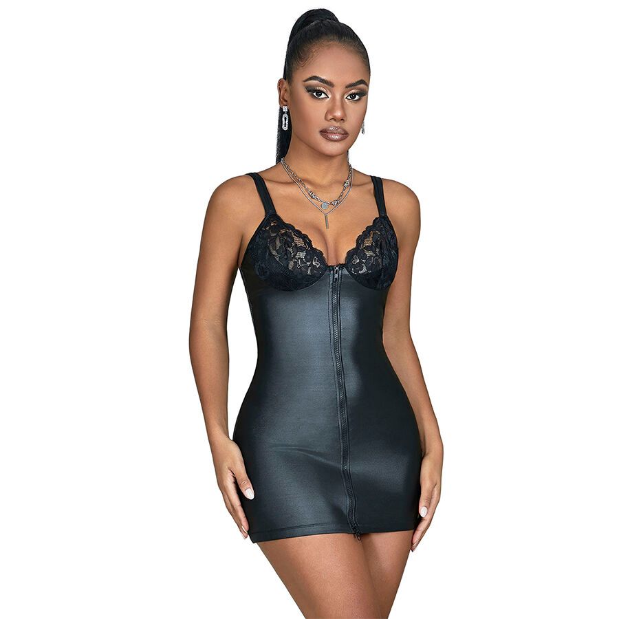 SUBBLIME - 957568 ABITO IN PELLE CON ZIP NERO S/M SUBBLIME DRESSES