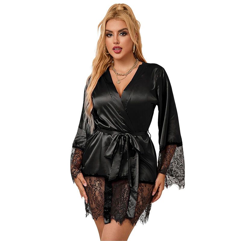 SUBBLIME - 953805 ELEGANTE PIGIAMA IN PIZZO + PERIZOMA NERO L/XL SUBBLIME SETS