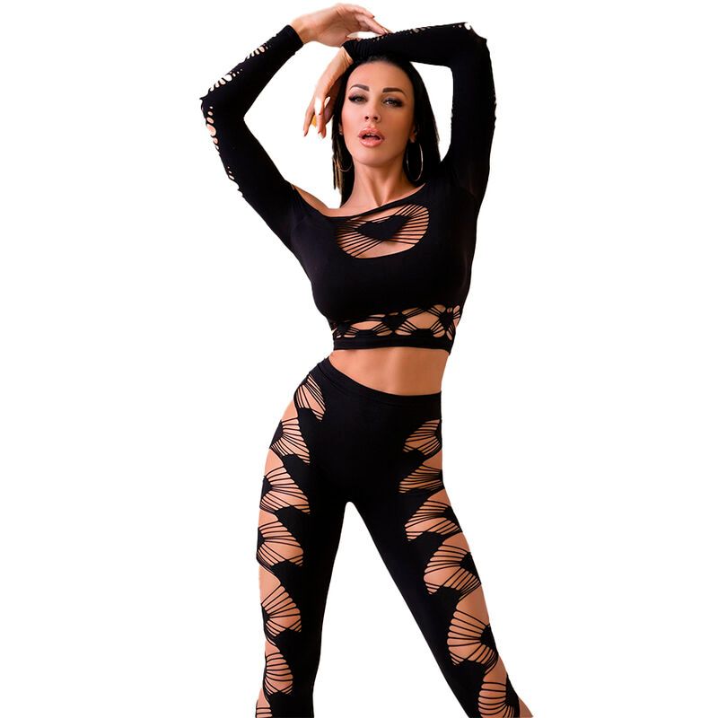 CHILIROSE - CR 4436 TOP E LEGGINS NERO S/L CHILIROSE SETS