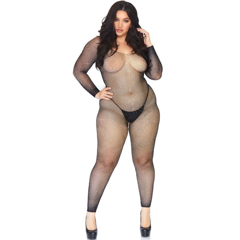 LEG AVENUE - CALZA BODY A RETE CRISTALLIZZATA 1X-2X LEG AVENUE BODYSTOCKINGS