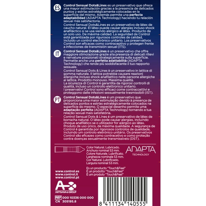 CONTROL - PUNTI E LINEE SENSUALI PUNTI E SMAGLIATURE 12 UNITÀ CONTROL CONDOMS