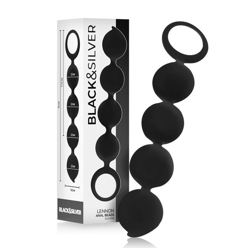 BLACK&amp;SILVER - ROSARIO ANALE LENNON 4 SFERE IN SILICONE 15 CM BLACK&amp;SILVER