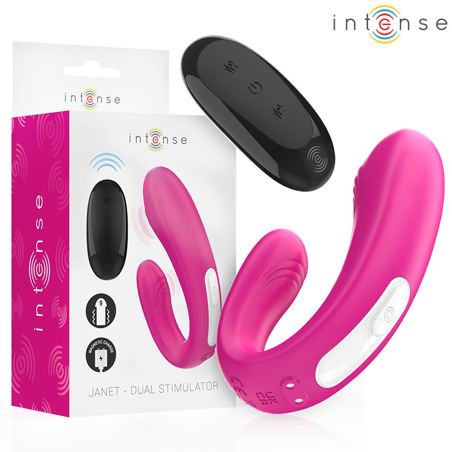 INTENSE - JANET DUAL STIMOLATORE E VIBRATORE A FORMA DI U CON TELECOMANDO ROSA INTENSE REMOTE CONTROL