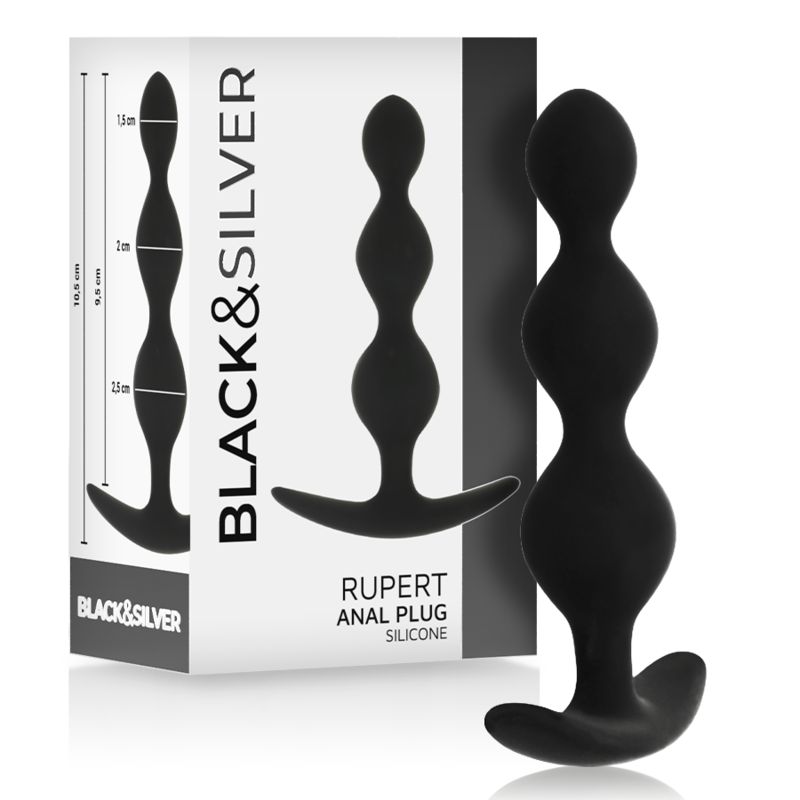 BLACK&amp;SILVER - CATENA PER SFERE ANALI RUPERT 10 CM BLACK&amp;SILVER