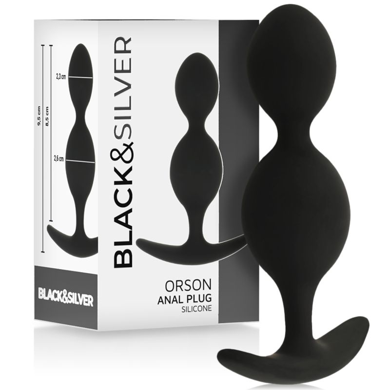 BLACK&amp;SILVER - ORSON PLUG IN SILICONE 2 ONDE ANAL 9 CM BLACK&amp;SILVER