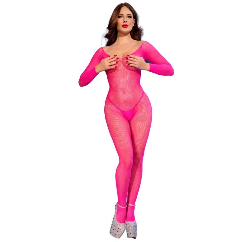 CHILIROSE - CR 4894 BODYSTOCKING IN RETE ROSA NEON S/M CHILIROSE CORSETS