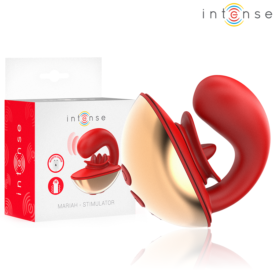 INTENSE - VIBRATORE E STIMOLATORE MARIAH A FORMA DI U 10 VIBRAZIONI ROSSO INTENSE HIGH TECH