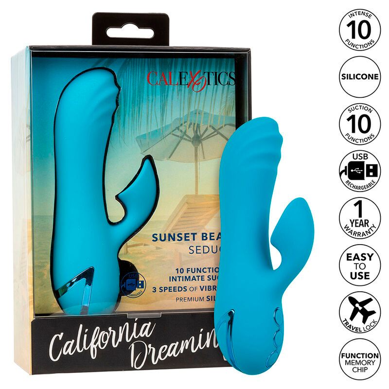 CALEXOTICS - SUNSET BEACH SEDUCER VIBRATORE E STIMOLATORE 10 FUNZIONI BLU CALEXOTICS