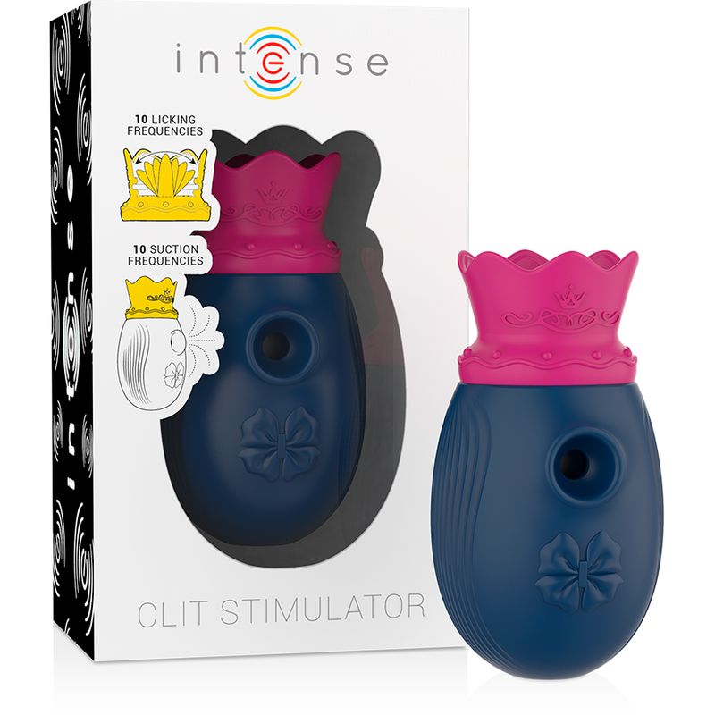 INTENSE - STIMOLATORE CLITORIDEO 10 MODALITÀ DI ASPIRAZIONE E LECCATURA - BLU INTENSE HIGH TECH