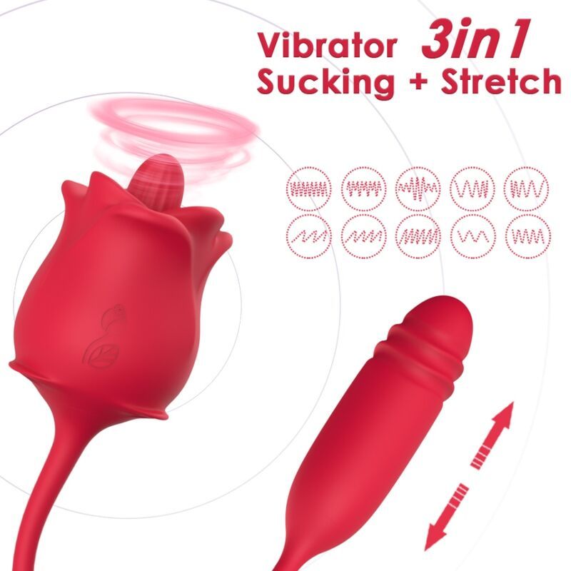 ARMONY - 3 IN 1 ROSA, STIMOLATORE, ASPIRAZIONE E SU&amp;GIÙ CON CODA ROSSA ARMONY STIMULATORS