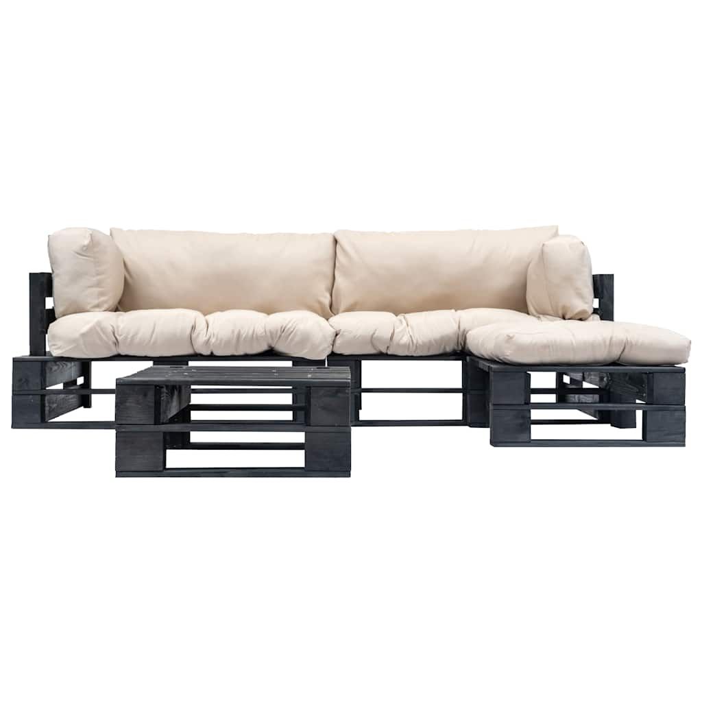 Divani da Giardino su Pallet 4 pz Cuscini Sabbia in Legno vidaXL