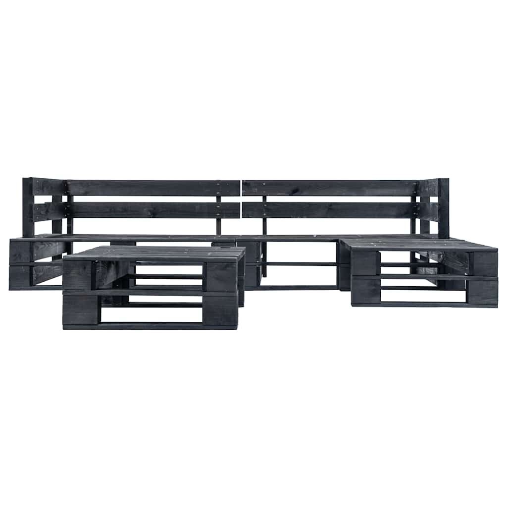 Divani da Giardino su Pallet 4 pz Neri in Legno vidaXL