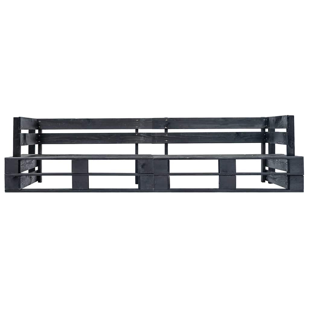 Divano da Giardino a 2 Posti su Pallet Nero in Legno vidaXL