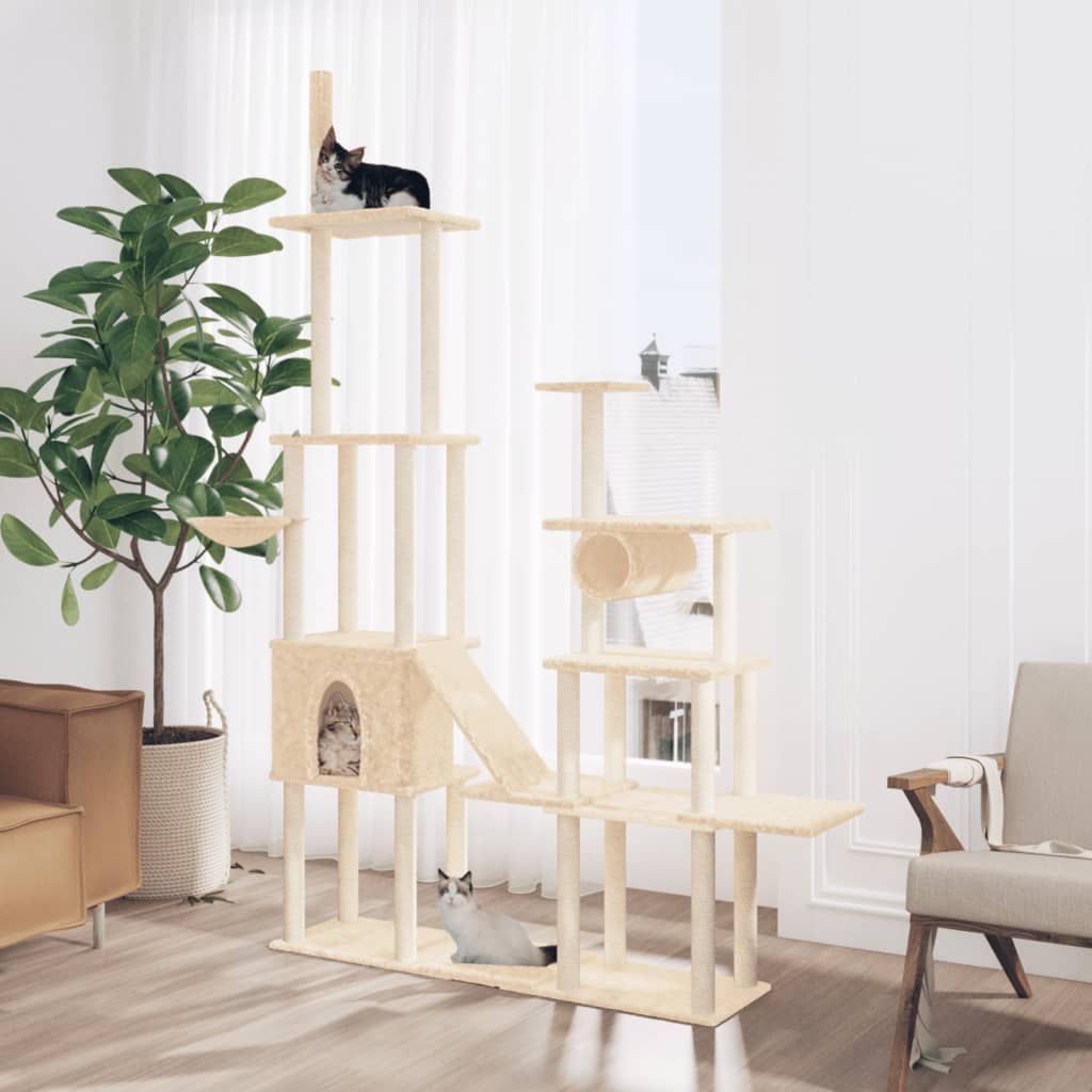 Albero per Gatti con Tiragraffi in Sisal Crema 279 cm vidaXL