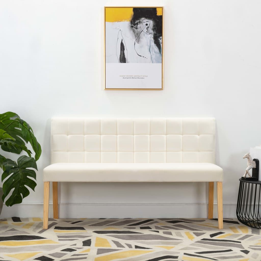Panca 140 cm Crema in Velluto vidaXL