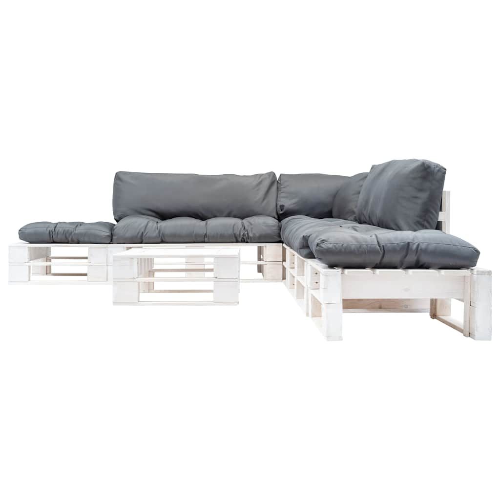 Set Divani da Giardino su Pallet 6pz con Cuscini Grigi in Legno vidaXL