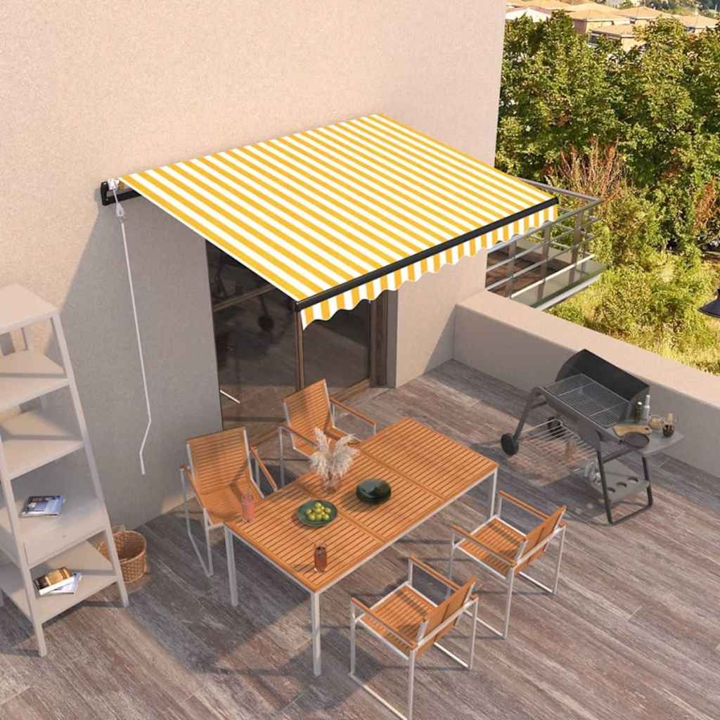 Tenda da Sole Retrattile Automatica 300x250 cm Gialla e Bianca vidaXL