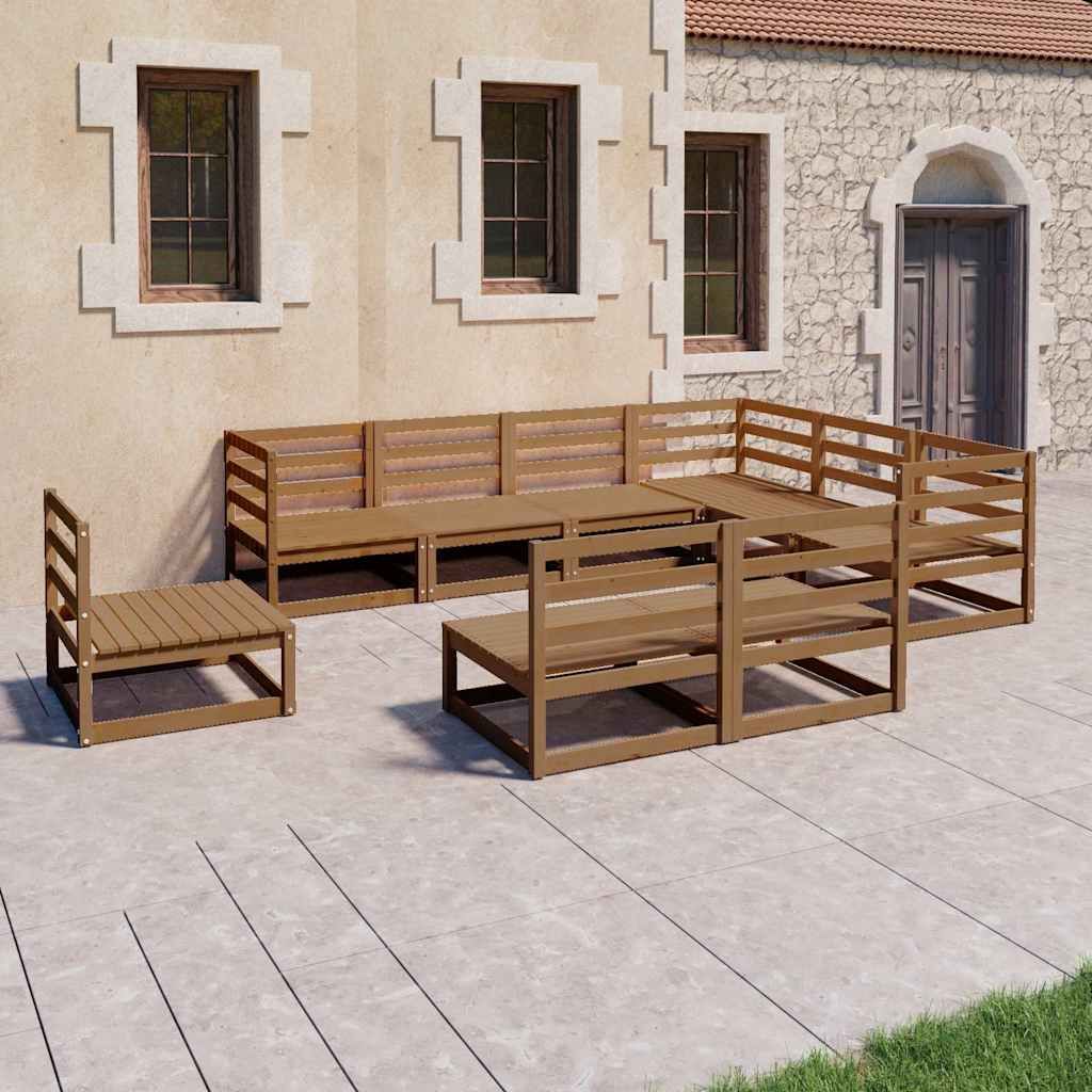 Set Salotto da Giardino 9pz Marrone Ambra Legno Massello Pino vidaXL