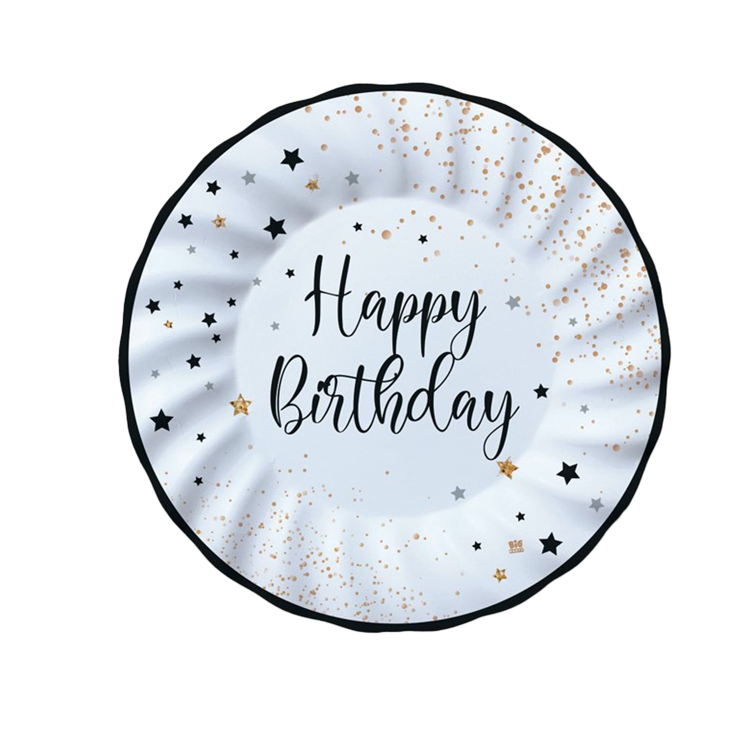 Piatto Happy Birthday - diametro 20 cm - carta - Big Party - conf. 8 pezzi BIG PARTY