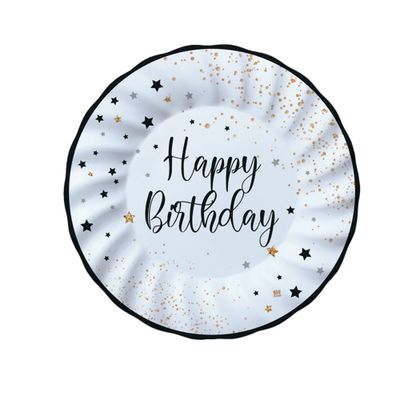 Piatto Happy Birthday - diametro 20 cm - carta - Big Party - conf. 8 pezzi BIG PARTY