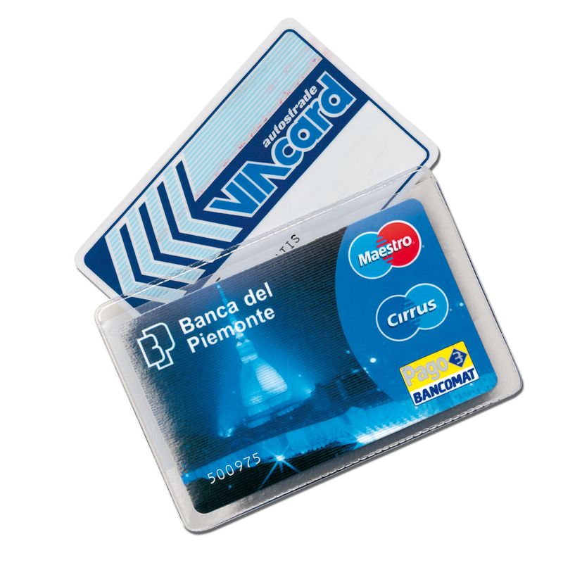 Portacard Cristalcard - per 2 tessere - 9,7x6,3 cm - Alplast - conf. 100 pezzi ALPLAST