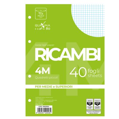 Ricambi forati Quaxima - A4 - 4 mm - 80 gr - Pigna - conf. 40 pezzi PIGNA