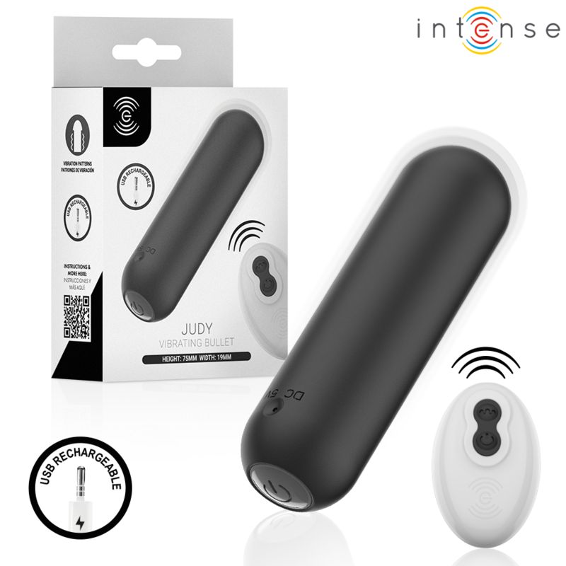 INTENSE - JUDY VIBRATORE A PROIETTILE RICARICABILE CON TELECOMANDO NERO INTENSE REMOTE CONTROL
