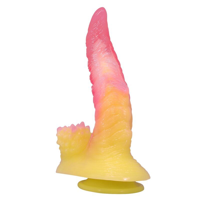 POWER MONSTERS - DILDO FANTASY MOSTRO ONDULATO CON VENTOSA 22,5 CM Ø 5,5 CM ROSA E GIALLO POWER MONSTERS