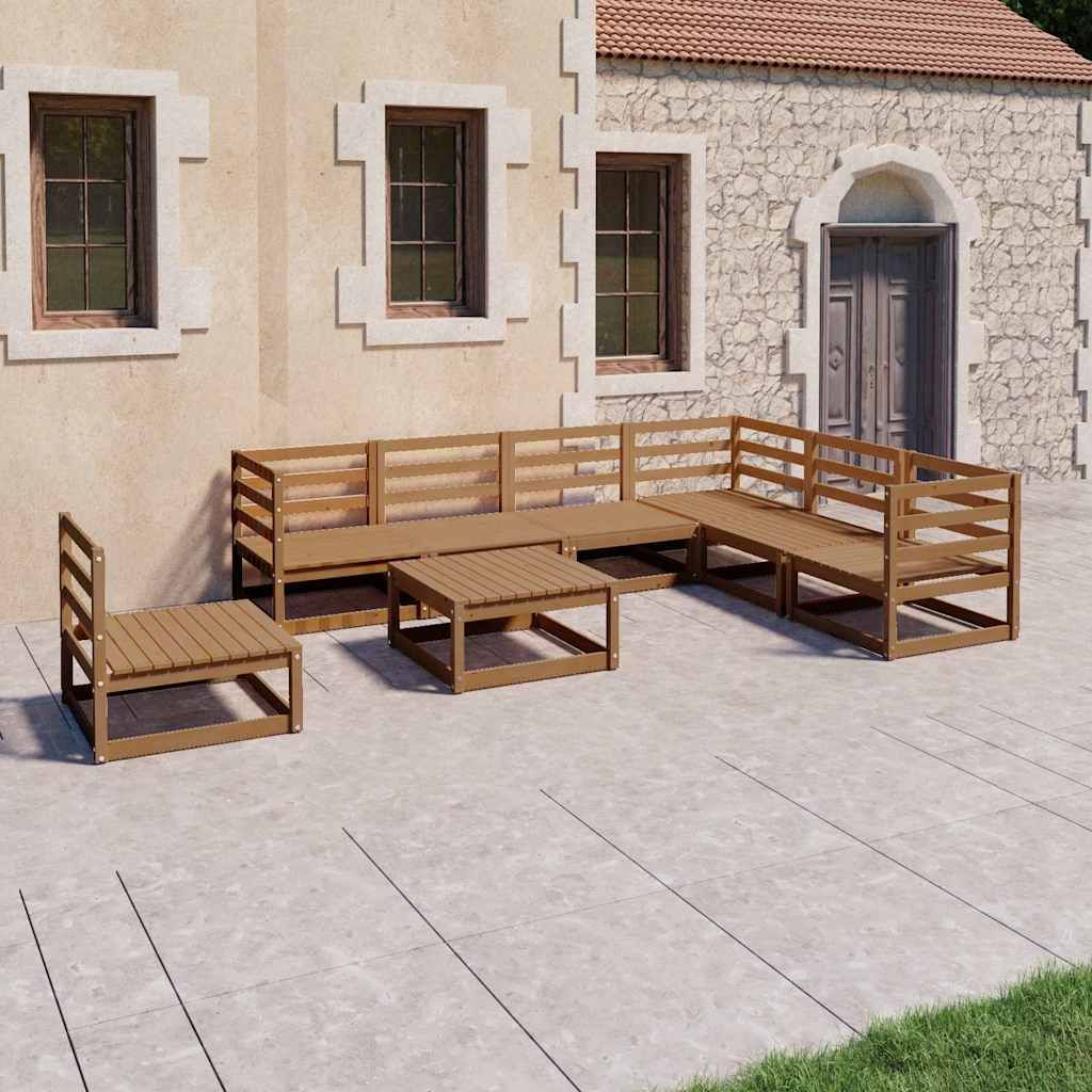 Set Salotto da Giardino 8pz Marrone Ambra Legno Massello Pino vidaXL