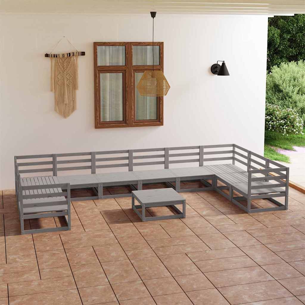 Set Divani da Giardino 11 pz in Legno Massello di Pino vidaXL
