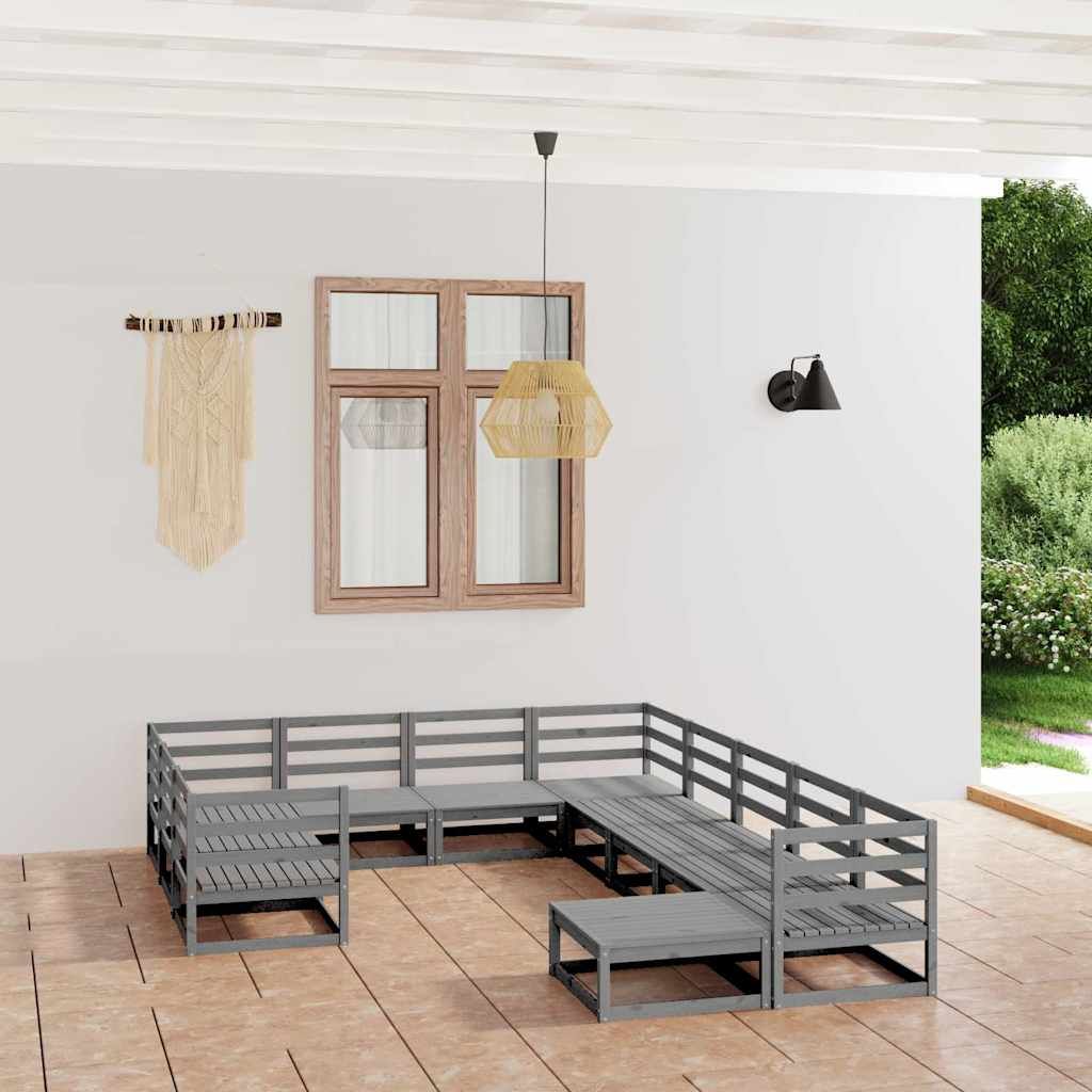 Set Divani da Giardino 11 pz in Legno Massello di Pino vidaXL