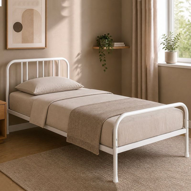 Letto singolo Genoa in metallo bianco Effezeta