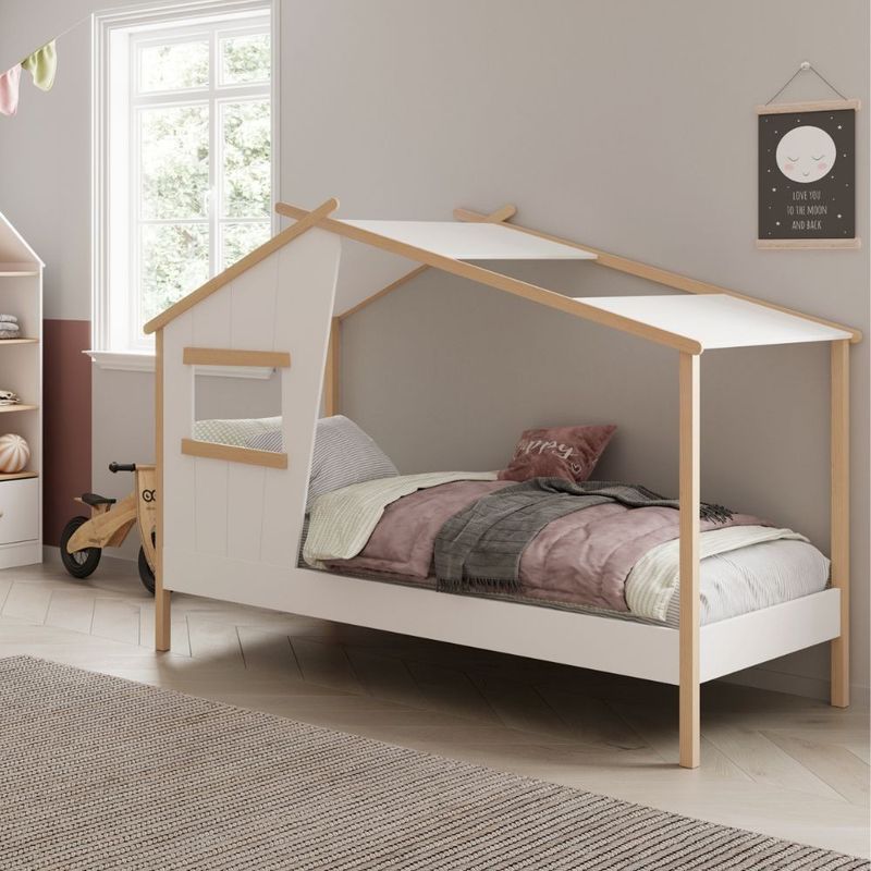 Letto a casetta Luba singolo in legno massiccio colore bianco Effezeta
