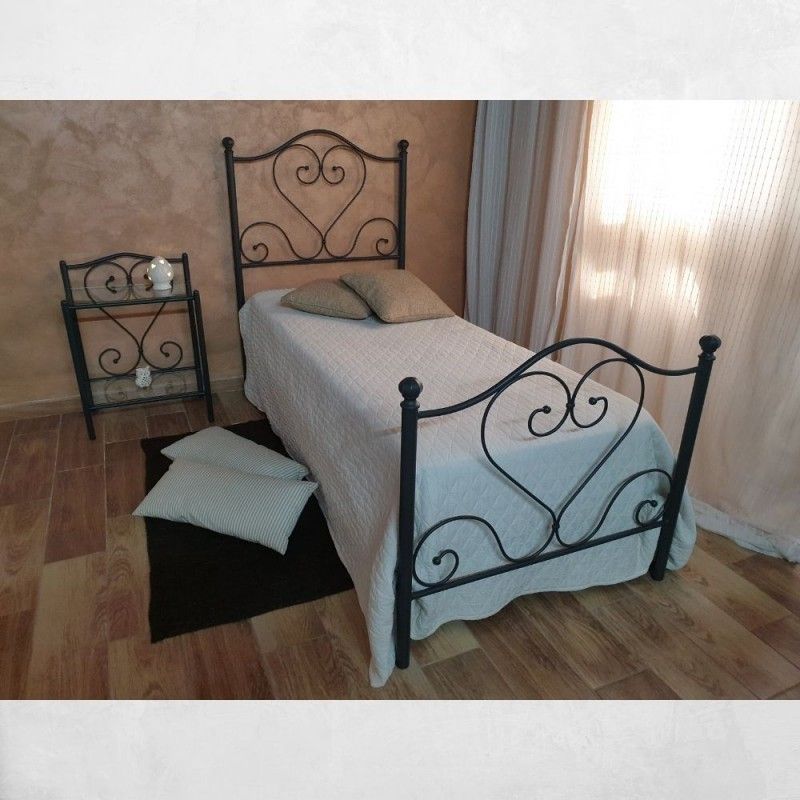 Letto singolo Papavero ferro battuto nero oro Effezeta
