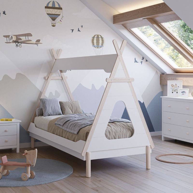 Letto a capanna Nora in legno massiccio colore bianco Effezeta Letto a capanna Nora in legno massiccio colore bianco Effezeta