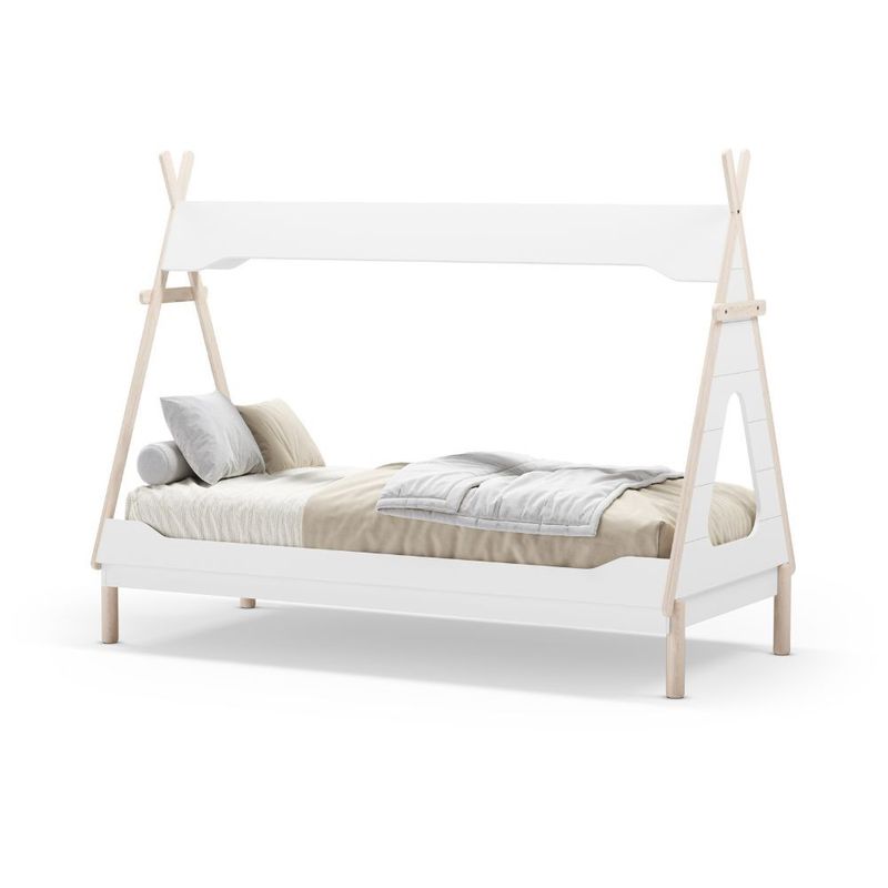 Letto a capanna Nora in legno massiccio colore bianco Effezeta