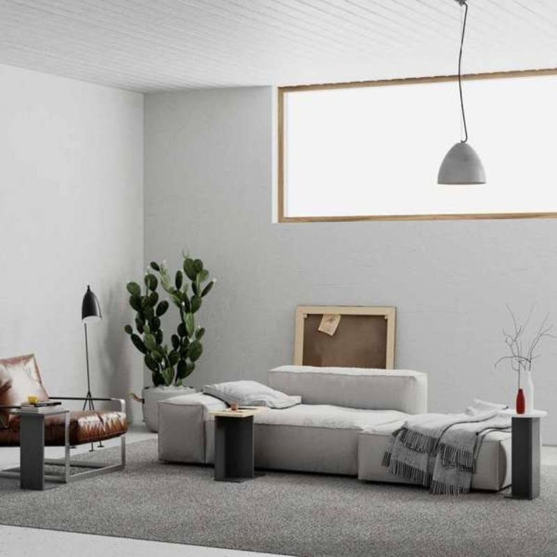 Tris tavolino da salotto Mund antracite rovere e bianco Effezeta