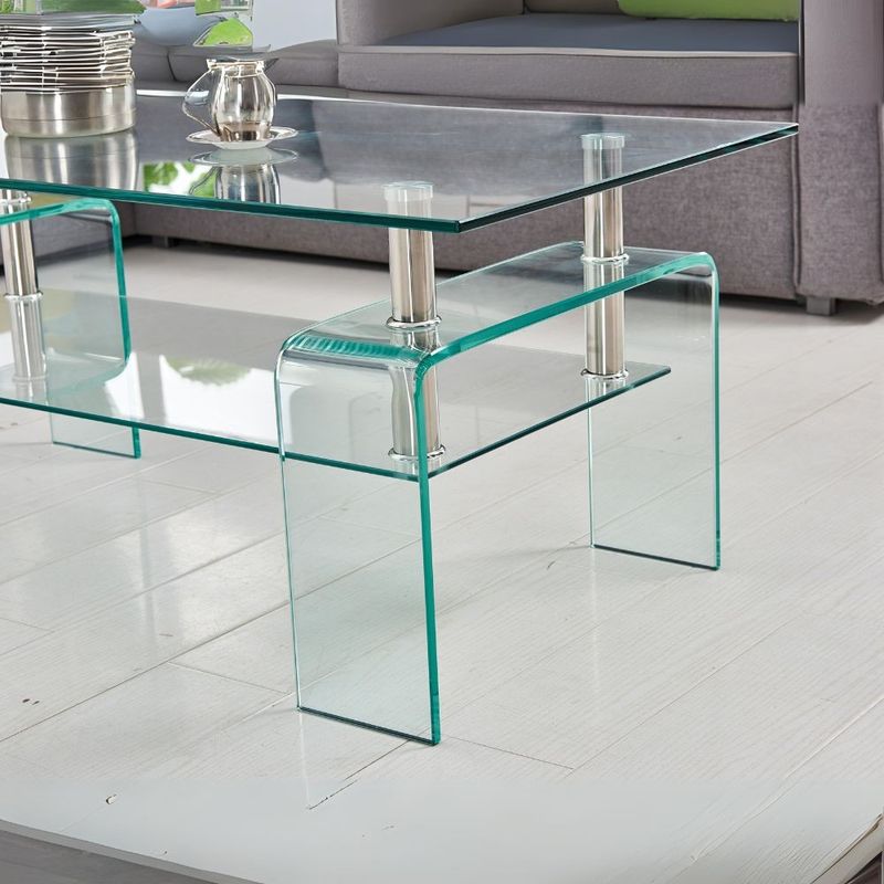 Tavolino Gelso con doppio piano in vetro temperato 100x55x44 H cm. Effezeta