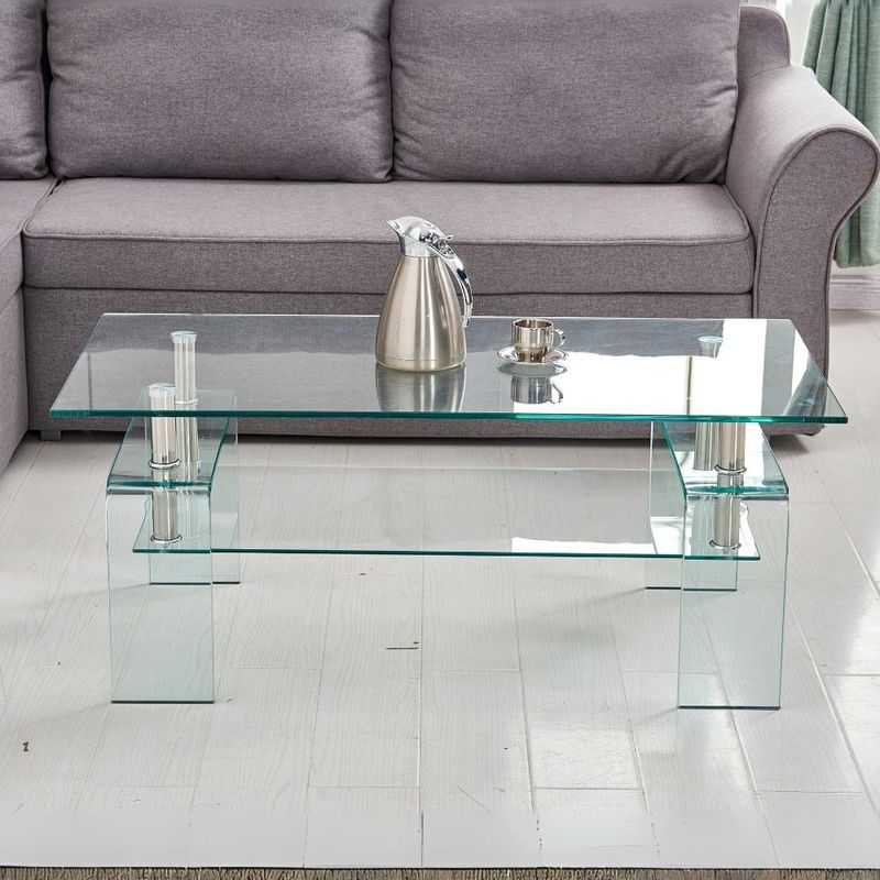Tavolino Gelso con doppio piano in vetro temperato 100x55x44 H cm. Effezeta