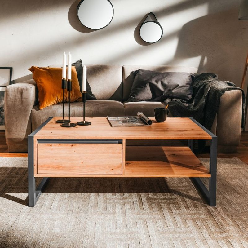 Tavolino da salotto Denver 55 L100xP55XH40 quercia antracite Effezeta