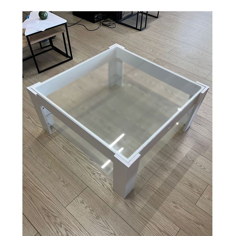Tavolino da salotto bianco con doppio ripiano in vetro Homy Effezeta