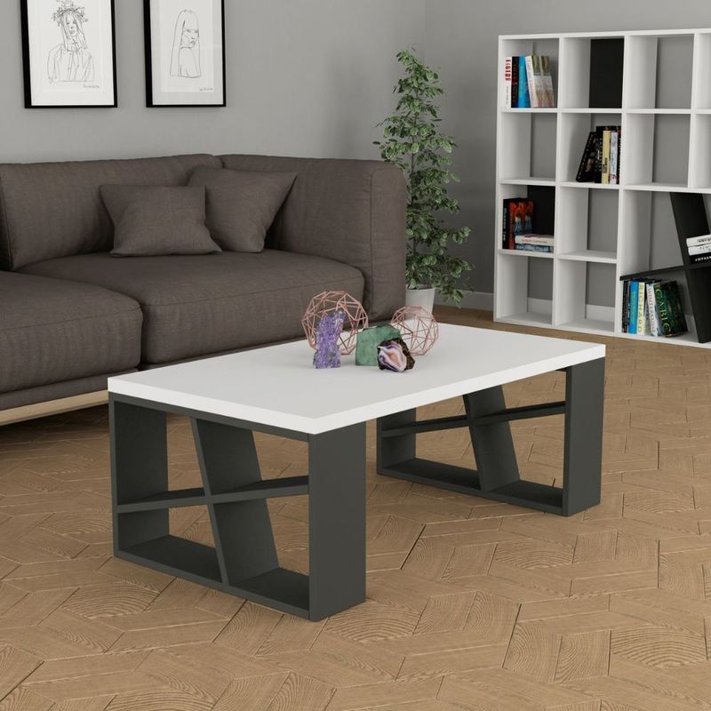 Tavolino da salotto Honey piano bianco e gambe antracite Effezeta